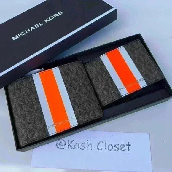 Michael kors Men Wallet Card Case 3 in 1 Gift box set Brown - Picture 2 of 7